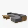 Resaro 7-Piece Outdoor Modular Natural Teak Sectional Fluted Sofa Set in Dark Gray