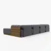 Resaro 7-Piece Outdoor Modular Natural Teak Sectional Fluted Sofa Set in Dark Gray