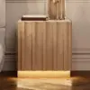 Aura Natural Ash Wood LED Nightstand with Charging Station