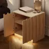 Aura Natural Ash Wood LED Nightstand with Charging Station