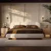 Aura Natural Ash Wood LED Nightstand with Charging Station