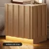 Aura Natural Ash Wood LED Nightstand with Charging Station