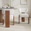 Dining Set 84" Rectangular Faux Travertine Sintered Stone Dining Table with 6 Chairs