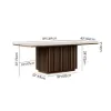 Dining Set 84" Rectangular Faux Travertine Sintered Stone Dining Table with 6 Chairs