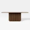 Dining Set 84" Rectangular Faux Travertine Sintered Stone Dining Table with 6 Chairs