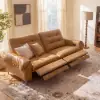 216cm 2-Seater Genuine Leather Power Reclining Sofa with USB & USB-C Charging Ports