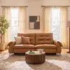 216cm 2-Seater Genuine Leather Power Reclining Sofa with USB & USB-C Charging Ports