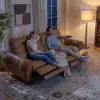 216cm 2-Seater Genuine Leather Power Reclining Sofa with USB & USB-C Charging Ports