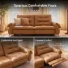 216cm 2-Seater Genuine Leather Power Reclining Sofa with USB & USB-C Charging Ports