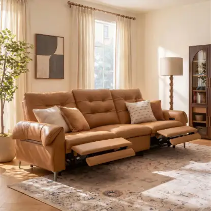 Picture of 299cm 3-Seater Genuine Leather Power Reclining Sofa with USB & USB-C Charging Ports