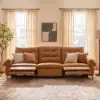299cm 3-Seater Genuine Leather Power Reclining Sofa with USB & USB-C Charging Ports