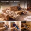 299cm 3-Seater Genuine Leather Power Reclining Sofa with USB & USB-C Charging Ports