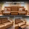299cm 3-Seater Genuine Leather Power Reclining Sofa with USB & USB-C Charging Ports