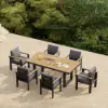 Tevara 7-Piece Rectangular Wood & Aluminium Outdoor Patio Dining Set for 6 People – Dark Grey – AUD-H3087
