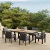 Tevara 7-Piece Rectangular Wood & Aluminium Outdoor Patio Dining Set for 6 People – Dark Grey – AUD-H3087