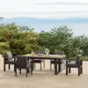 Tevara 7-Piece Rectangular Wood & Aluminium Outdoor Patio Dining Set for 6 People – Dark Grey – AUD-H3087