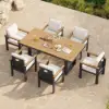 Tevara 7-Piece Rectangular Wood & Aluminium Outdoor Patio Dining Set for 6 People – Dark Grey – AUD-H3089