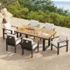Tevara 7-Piece Rectangular Wood & Aluminium Outdoor Patio Dining Set for 6 People – Dark Grey – AUD-H3089