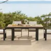 Tevara 7-Piece Rectangular Wood & Aluminium Outdoor Patio Dining Set for 6 People – Dark Grey – AUD-H3089