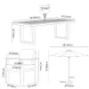 Tevara 8-Piece Rectangular Wood & Aluminium Outdoor Dining Set with Pillar Umbrella – Dark Grey – 240cm