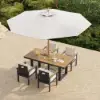 Tevara 6-Piece Rectangular Wood and Aluminium Outdoor Dining Set with Pillar Umbrella – Dark Grey – AUD-H3094