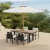 Tevara 6-Piece Rectangular Wood and Aluminium Outdoor Dining Set with Pillar Umbrella – Dark Grey – AUD-H3094
