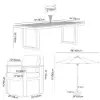 Tevara 6-Piece Rectangular Wood and Aluminium Outdoor Dining Set with Pillar Umbrella – Dark Grey – AUD-H3094