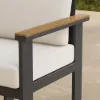 Tevara 8-Piece Rectangular Wood & Aluminium Outdoor Dining Set with Pillar Umbrella – Dark Grey – 183cm