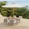 Tevara 6-Piece Rectangular Wood and Aluminium Outdoor Dining Set with Pillar Umbrella – Sand