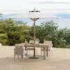 Tevara 6-Piece Rectangular Wood and Aluminium Outdoor Dining Set with Pillar Umbrella – Sand