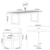 Tevara 6-Piece Rectangular Wood and Aluminium Outdoor Dining Set with Pillar Umbrella – Sand