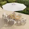 Tevara 8-Piece Rectangular Wood & Aluminium Outdoor Dining Set with Pillar Umbrella – Sand