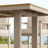 Tevara 8-Piece Rectangular Wood & Aluminium Outdoor Dining Set with Pillar Umbrella – Sand