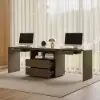Modern 240 cm Rectangular Smoked Brown Double Desk with Drawers, Seats 2