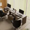 Modern 240 cm Rectangular Smoked Brown Double Desk with Drawers, Seats 2