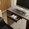 Modern 240 cm Rectangular Smoked Brown Double Desk with Drawers, Seats 2