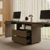 Modern 240 cm Rectangular Smoked Brown Double Desk with Drawers, Seats 2