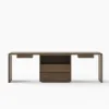 Modern 240 cm Rectangular Smoked Brown Double Desk with Drawers, Seats 2