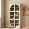 Arune Whitewash Glass Tall Display Cabinet with Drawers & LED