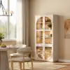 Arune Whitewash Glass Tall Display Cabinet with Drawers & LED