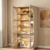 Arune Whitewash Glass Tall Display Cabinet with Drawers & LED
