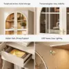 Arune Whitewash Glass Tall Display Cabinet with Drawers & LED