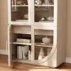 Arune Whitewash Glass Tall Display Cabinet with Drawers & LED