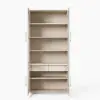 Arune Whitewash Glass Tall Display Cabinet with Drawers & LED