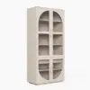 Arune Whitewash Glass Tall Display Cabinet with Drawers & LED