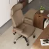 Khaki Genuine Leather Swivel Office Chair with Ergonomic Synchro-Tilt Recline System
