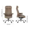 Khaki Genuine Leather Swivel Office Chair with Ergonomic Synchro-Tilt Recline System