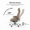 Khaki Genuine Leather Swivel Office Chair with Ergonomic Synchro-Tilt Recline System