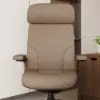 Khaki Genuine Leather Swivel Office Chair with Ergonomic Synchro-Tilt Recline System
