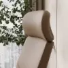 Khaki Genuine Leather Swivel Office Chair with Ergonomic Synchro-Tilt Recline System